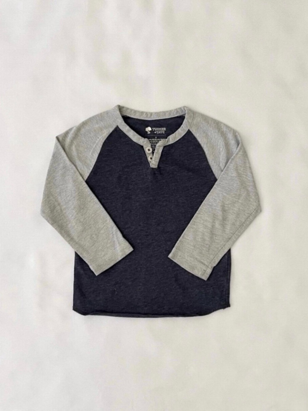 Tucker + Tate Navy Body with Gray Raglan Henley Top